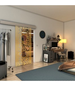 Glasschiebetür ECO-LINE - Fineprint Model 154 Gold auf Klarglas
