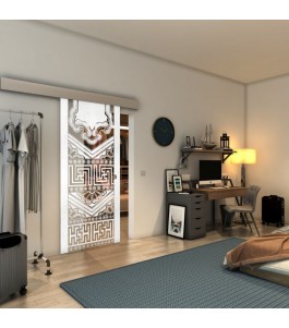 Glasschiebetür ECO-LINE - Fineprint Model 156 Weiss auf Klarglas