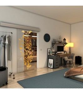 Glasschiebetür ECO-LINE - Fineprint Model 166 Gold auf Klarglas