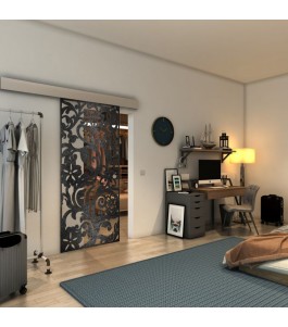 Glasschiebetür ECO-LINE - Fineprint Model 170 Schwarz auf Klarglas