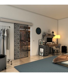 Glasschiebetür ECO-LINE - Fineprint Model 180 Schwarz auf Klarglas