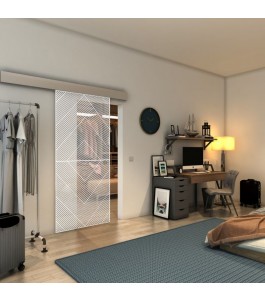 Glasschiebetür ECO-LINE - Fineprint Model 194 Weiss auf Klarglas