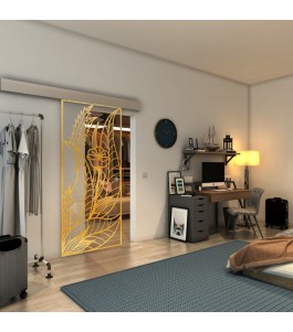 Glasschiebetür ECO-LINE - Fineprint Model 195 Gold auf Klarglas