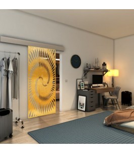 Glasschiebetür ECO-LINE - Fineprint Model 197 Gold auf Klarglas
