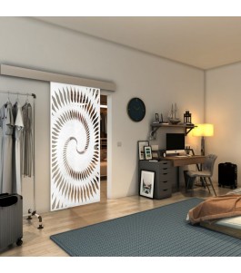 Glasschiebetür ECO-LINE - Fineprint Model 197 Weiss auf Klarglas