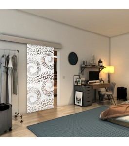 Glasschiebetür ECO-LINE - Fineprint Model 198 Weiss auf Klarglas