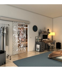 Glasschiebetür ECO-LINE - Fineprint Model 200 Weiss auf Klarglas