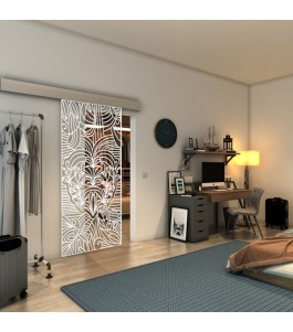 Glasschiebetür ECO-LINE - Fineprint Model 201 Weiss auf Klarglas