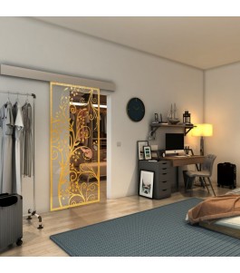 Glasschiebetür ECO-LINE - Fineprint Model 204 Gold auf Klarglas