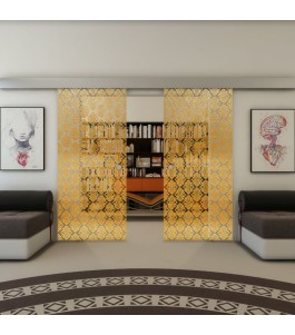Glasschiebetür ECO-LINE - Fineprint Model 001 Gold auf Klarglas