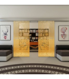 Glasschiebetür ECO-LINE - Fineprint Model 015 Gold auf Klarglas