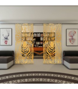 Glasschiebetür ECO-LINE - Fineprint Model 023 Gold auf Klarglas
