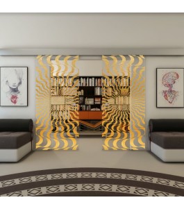 Glasschiebetür ECO-LINE - Fineprint Model 044 Gold auf Klarglas