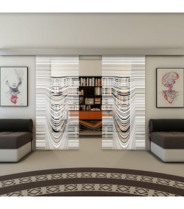 Glasschiebetür ECO-LINE - Fineprint Model 073 Weiss auf Klarglas