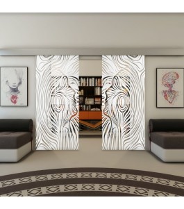Glasschiebetür ECO-LINE - Fineprint Model 074 Weiss auf Klarglas