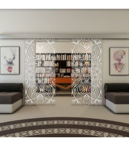 Glasschiebetür ECO-LINE - Fineprint Model 087 Weiss auf Klarglas