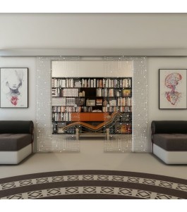 Glasschiebetür ECO-LINE - Fineprint Model 090 Weiss auf Klarglas