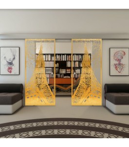 Glasschiebetür ECO-LINE - Fineprint Model 132 Gold auf Klarglas