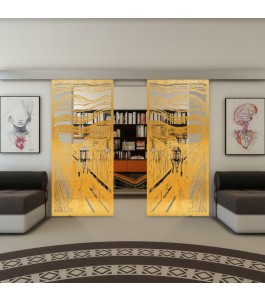 Glasschiebetür ECO-LINE - Fineprint Model 133 Gold auf Klarglas