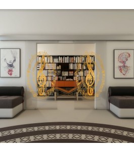 Glasschiebetür ECO-LINE - Fineprint Model 134 Gold auf Klarglas