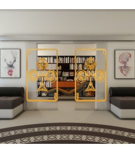 Glasschiebetür ECO-LINE - Fineprint Model 135 Gold auf Klarglas