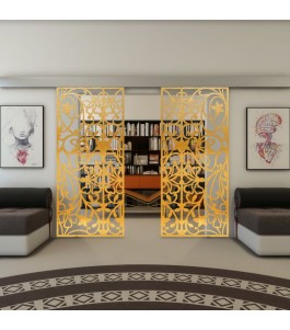 Glasschiebetür ECO-LINE - Fineprint Model 147 Gold auf Klarglas