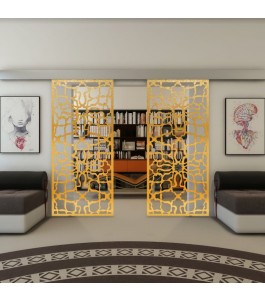 Glasschiebetür ECO-LINE - Fineprint Model 150 Gold auf Klarglas