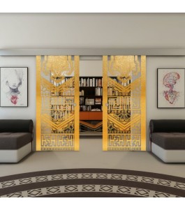 Glasschiebetür ECO-LINE - Fineprint Model 156 Gold auf Klarglas