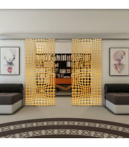 Glasschiebetür ECO-LINE - Fineprint Model 162 Gold auf Klarglas