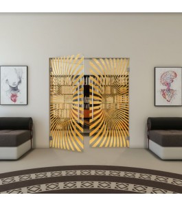 Pendeltür - Fineprint Model 043 Gold auf Klarglas