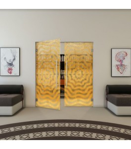Pendeltür - Fineprint Model 064 Gold auf Klarglas