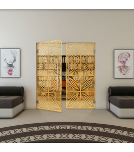 Pendeltür - Fineprint Model 069 Gold auf Klarglas