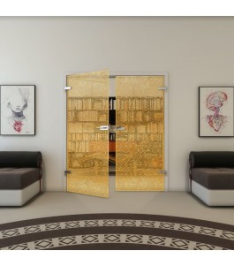 Ganzglastür - Fineprint Model 193 Gold auf Klarglas