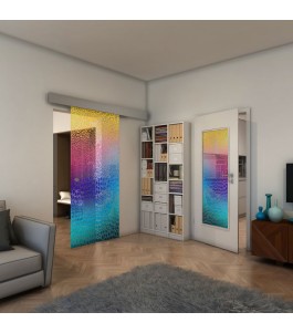 Glasschiebetür ECO-LINE - Fineprint Model 015 Verlauf auf Klarglas