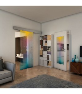 Glasschiebetür ECO-LINE - Fineprint Model 024 Verlauf auf Klarglas