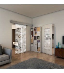 Glasschiebetür ECO-LINE - Fineprint Model 073 Weiss auf Klarglas