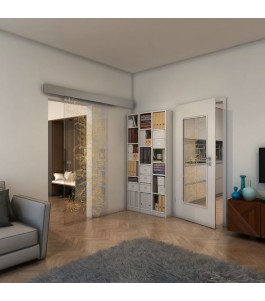 Glasschiebetür ECO-LINE - Fineprint Model 082 Gold auf Klarglas