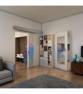 Glasschiebetür ECO-LINE - Fineprint Model 117 Verlauf auf Klarglas