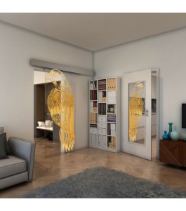 Glasschiebetür ECO-LINE - Fineprint Model 122 Gold auf Klarglas