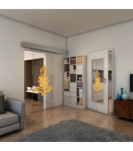 Glasschiebetür ECO-LINE - Fineprint Model 136 Gold auf Klarglas