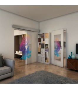 Glasschiebetür ECO-LINE - Fineprint Model 157 Verlauf auf Klarglas