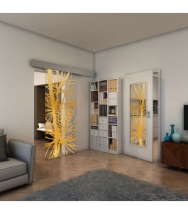 Glasschiebetür ECO-LINE - Fineprint Model 169 Gold auf Klarglas