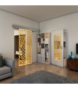 Glasschiebetür ECO-LINE - Fineprint Model 173 Gold auf Klarglas