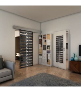 Glasschiebetür ECO-LINE - Fineprint Model 174 Schwarz auf Klarglas