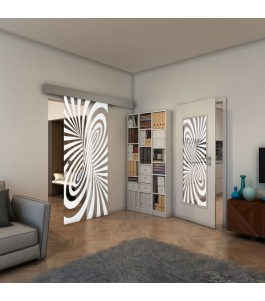 Glasschiebetür ECO-LINE - Fineprint Model 189 Weiss auf Klarglas
