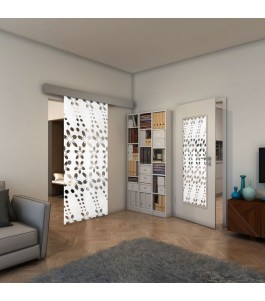 Glasschiebetür ECO-LINE - Fineprint Model 203 Weiss auf Klarglas