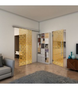 Pendeltür - Fineprint Model 001 Gold auf Klarglas