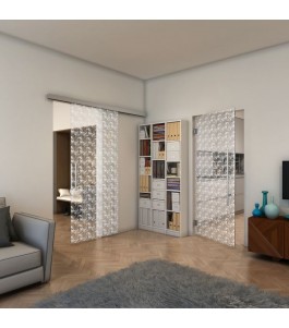 Pendeltür - Fineprint Model 003 Weiss auf Klarglas