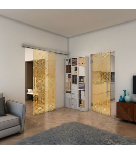 Pendeltür - Fineprint Model 005 Gold auf Klarglas