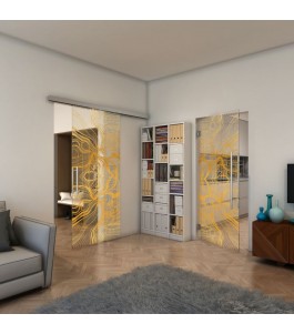 Pendeltür - Fineprint Model 010 Gold auf Klarglas